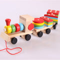 Wooden Train Tractor Toy – Three‑Section Educational Puzzle for Kids